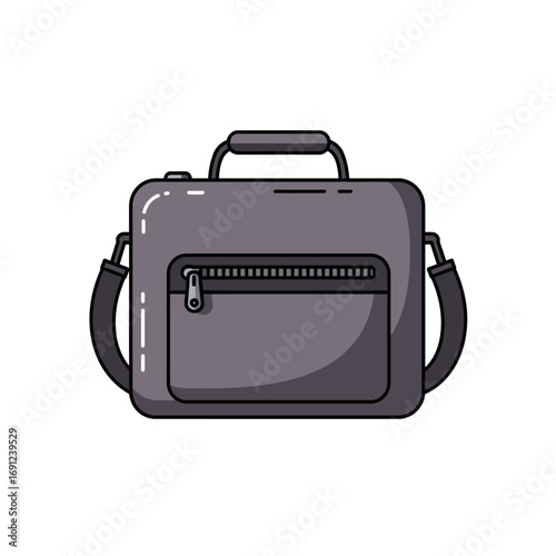 Gray laptop bag with zipper sits isolated on white, showcasing modern style and practicality for carrying electronics and documents to work or school.