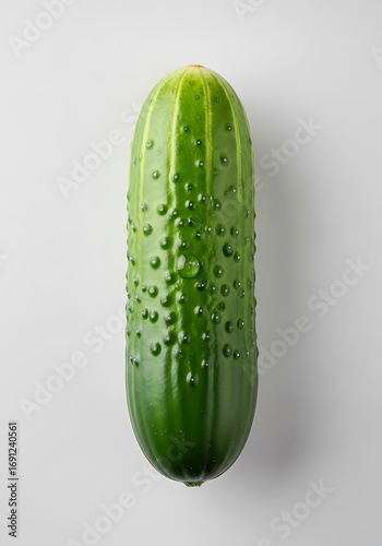 Fresh green cucumber with water droplets, healthy food ingredient for salads and cooking
