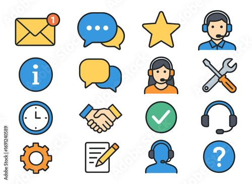 Modern icons for communication and customer support services