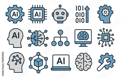 Modern technology concepts with ai icons in flat style