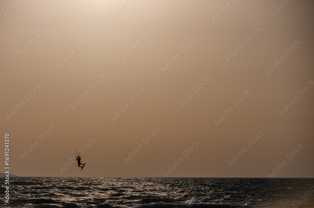 Fototapeta premium Action Kiteboarding on Cyprus Ocean
