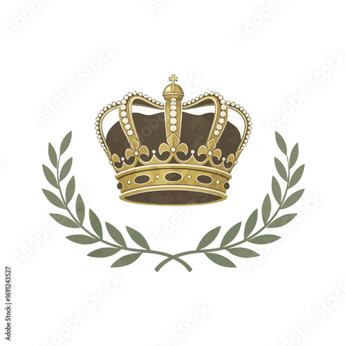 Golden Crown with Olive Branches Illustration