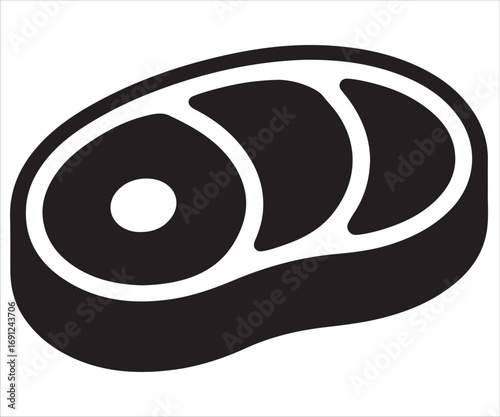 Black silhouette of steak meat cut vector illustration for food design