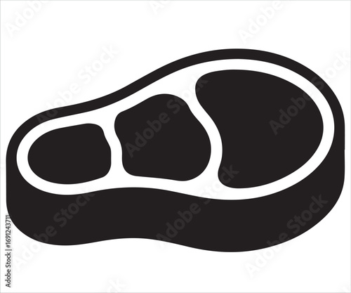Silhouette of a steak meat cut vector illustration showing beef portion, butcher design, food symbol, protein ingredient, barbecue element, cooking concept, and restaurant menu graphic