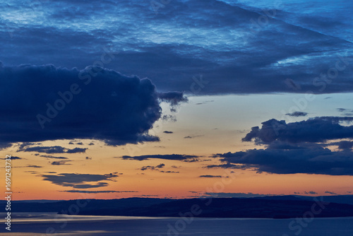 Landscape by Lake Mjøsa an evening of early autumn.