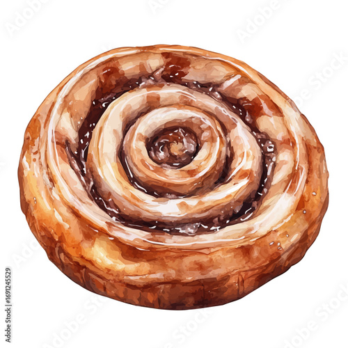 Danish Pastry, watercolor vector, isolated on a white background.