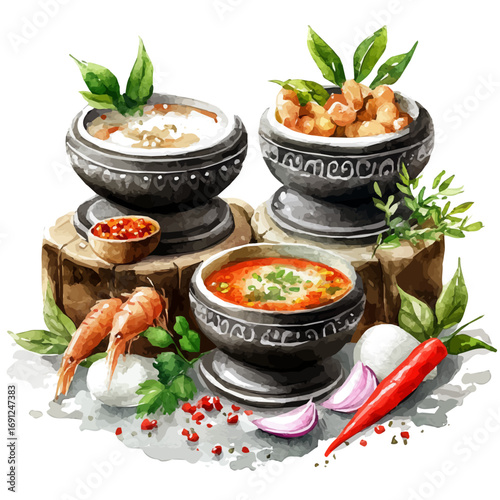 watercolor vector of Curry, isolated on a white background.