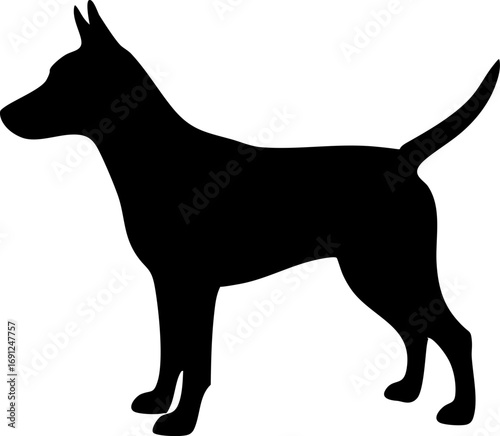 Elegant dog silhouette standing alert, a modern and simple design element for your next project