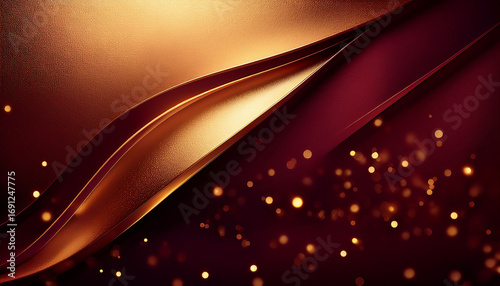 Abstract Dark Maroon And Gold Background With Soft Shine