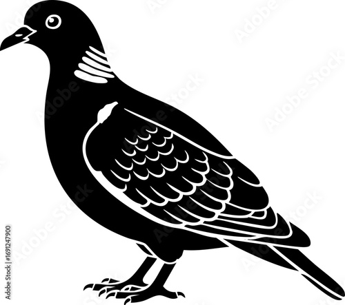 Elegant pigeon vector art standing alert, a symbol of peace and urban wildlife design element