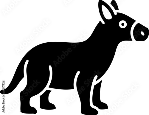 Adorable donkey silhouette standing alert, perfect for children's designs and farm themes
