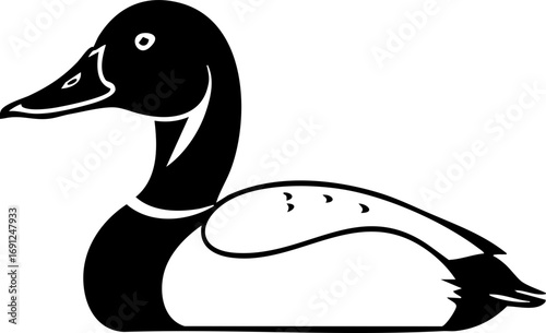Elegant black and white duck illustration, originally vector graphics for versatile design needs