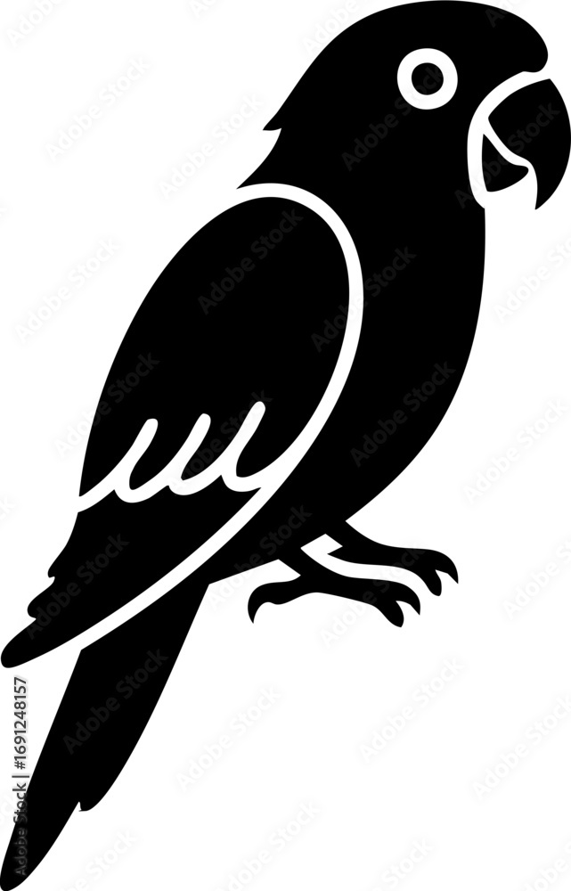 Fototapeta premium Charming parrot silhouette vector graphic, a symbol of tropical beauty and exotic wildlife for design projects