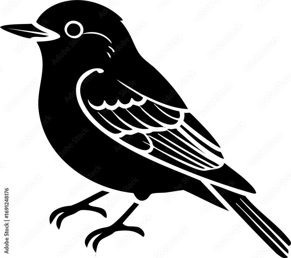 Obraz premium Elegant black bird illustration, perfect for nature design or branding with avian themes