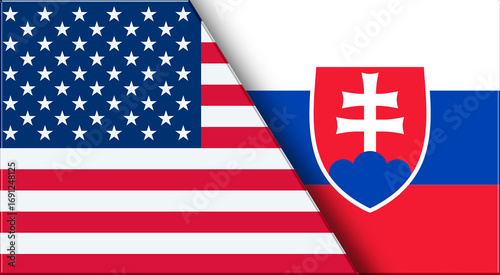 Photography Flags of USA and Slovakia