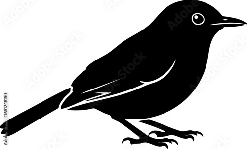 Elegant songbird silhouette, great for nature designs, conservation projects, and avian illustrations