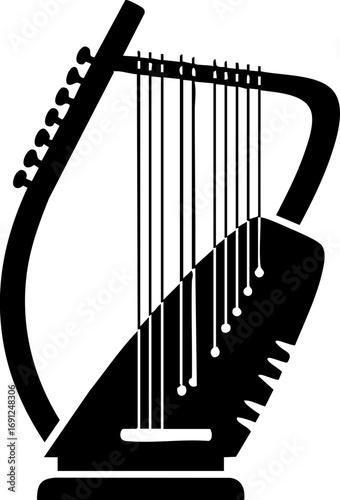 Elegant lyre illustration, classical music symbol, ancient Greek instrument for creative projects