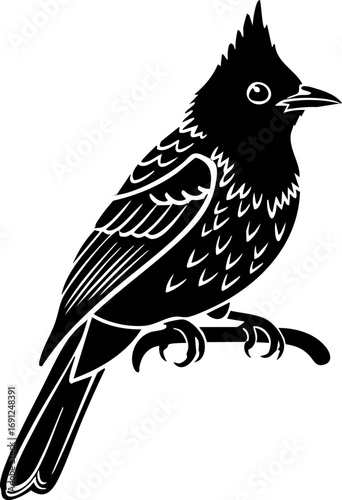 Elegant cardinal perched calmly, a classic avian silhouette in simple design, perfect for nature themes