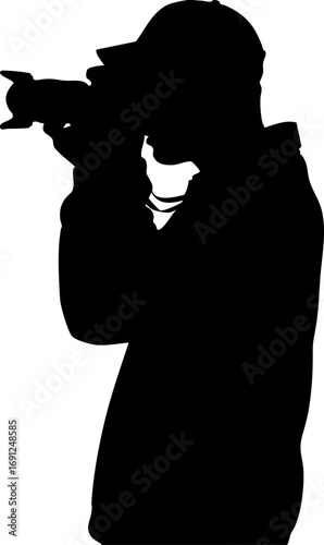 Silhouette of a photographer capturing special moments with camera lens photography profession