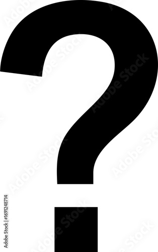 Bold black question mark symbol asking important inquiries, seeking answers, and sparking curiosity for knowledge