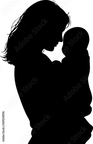 Tender silhouette of mother embracing her precious baby, heartwarming love and connection captured beautifully