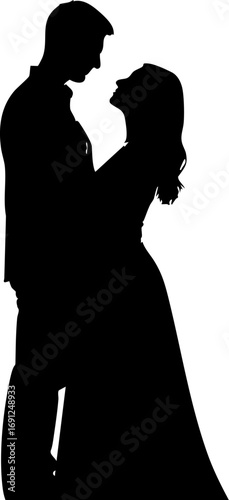 Romantic couple embracing intimately, celebrating love's tender connection for wedding or anniversary themes