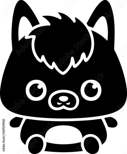 Adorable cartoon wolf character, cute and friendly, perfect for children's brands and playful designs