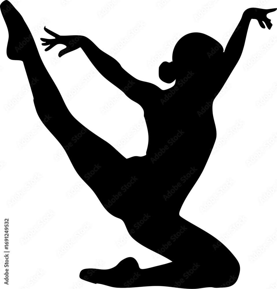 Fototapeta premium Dynamic dancer in elegant pose, embodying grace, strength, and artistic expression for performance inspiration.