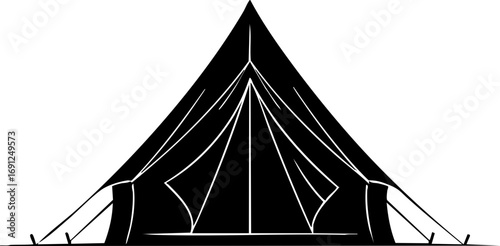 Modern bell tent silhouette offers cozy shelter for outdoor adventures and camping trips.