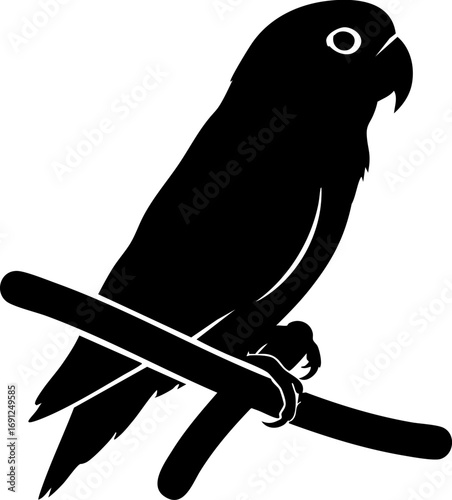 Elegant silhouette of a parrot perched on a branch, conveying nature's beauty and simplicity