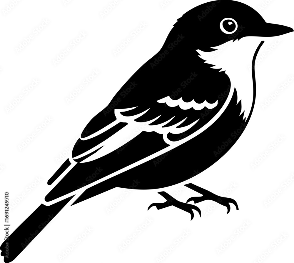 Fototapeta premium Charming small bird silhouette perched elegantly, perfect for nature and design projects