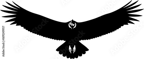 Majestic eagle soaring with outstretched wings, a powerful symbol of freedom and strength captured in silhouette
