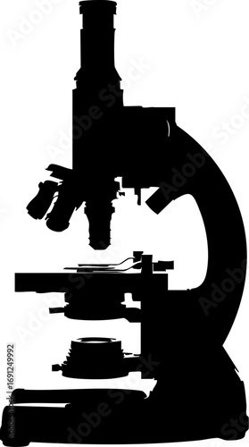 Modern science microscope silhouette for research and laboratory discovery exploration