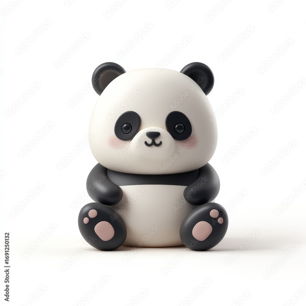 Naklejka premium A panda bear is sitting on a white background