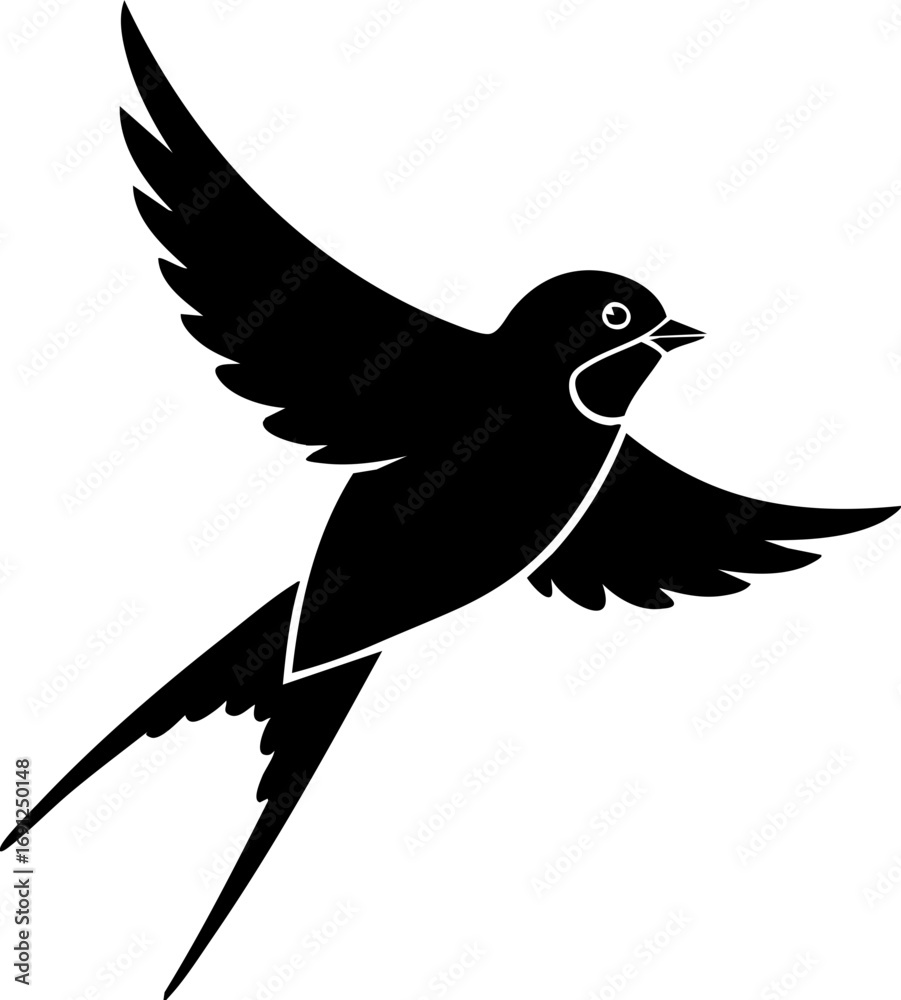 Obraz premium Elegant swallow bird in mid-flight with wings spread wide, a symbol of freedom and nature's grace.