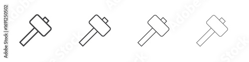 Wooden mallet icon simple vector line art symbol