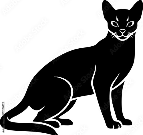 Elegant black cat silhouette poised gracefully, exuding mystery and sophistication for modern designs.