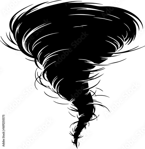 Dynamic black swirling vortex symbolizes powerful forces and chaotic energy in nature