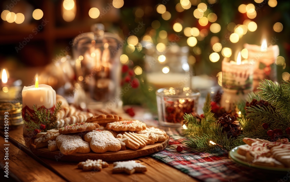 Naklejka premium A table with a variety of cookies and other treats