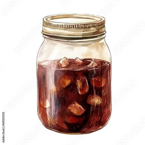 Cold Brew, watercolor illustration vector, isolated on a white background.