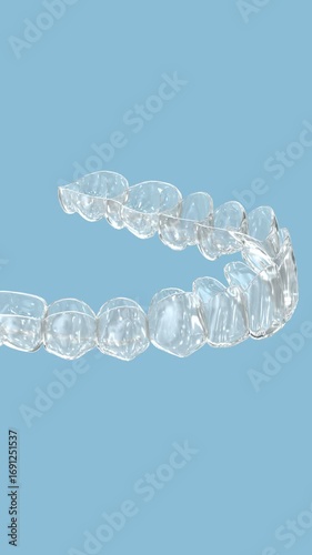 Invisalign braces or invisible retainer. Dental 3D animation