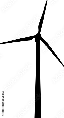 Modern wind turbine silhouette generates clean energy for a sustainable future