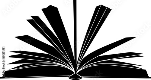 Open book with fanned pages, symbol of knowledge, learning, and imagination, perfect for education.