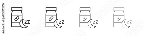 Sleeping pills icon simple vector line art symbol