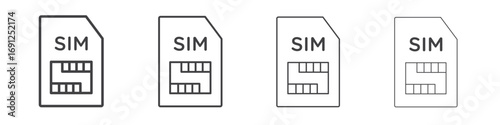 Sim card icon simple vector line art symbol