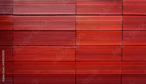 Terracotta Red Wooden Background Lines Wall Facade Planks Horizontal