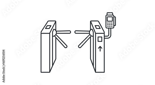 Turnstile illustration with card reader access control security barrier entrance gate.