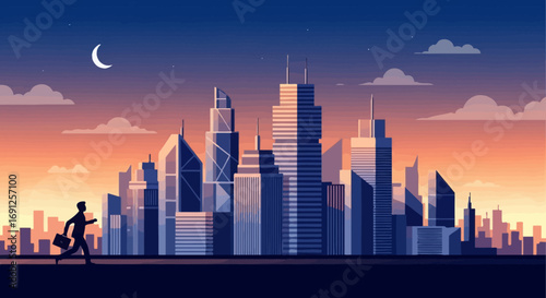 sunset over city vector