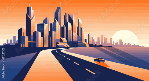 road to the city vector