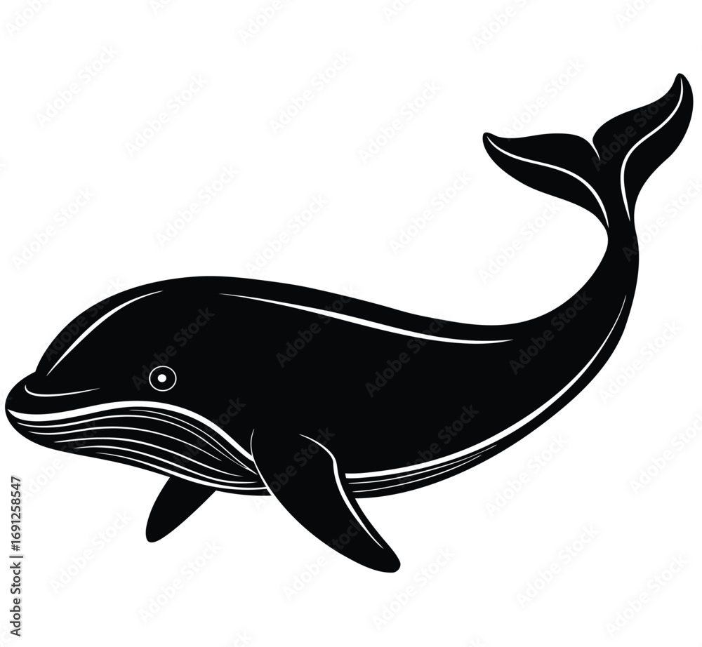 Fototapeta premium Dolphin silhouette vector illustration on a white background